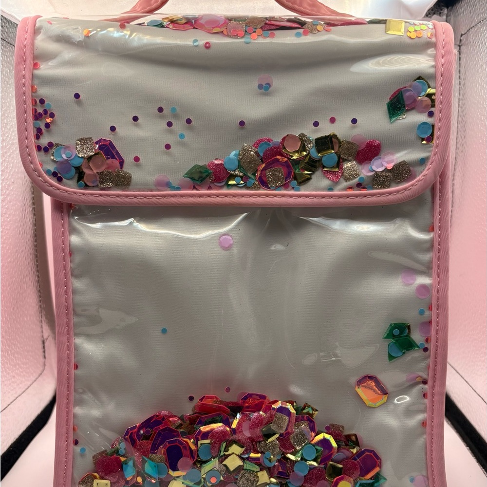 Packed Party Pink Sequin Confetti Clear Front Lunch Bag